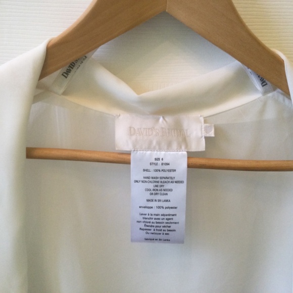 David’s Bridal Wrap Shrug Bolero Size 6 Ivory Chiffon 3/4 Sleeve Bridal Wedding - Picture 5 of 6